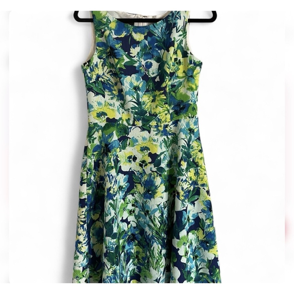 Evan Picone Black Label Floral Dress A-line‎ Size 4 Blue Spring Preppy Ditzy